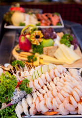 Shrimp cocktail appetizer buffet.