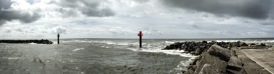 Entry to Thorsminde fishing harbor, Denmark