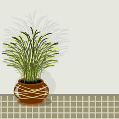 Grass in the pot.