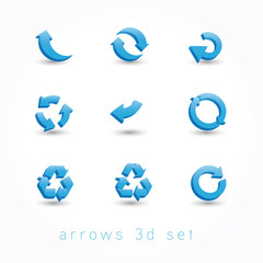 set of icons pointer arrows 3d vector illustration isolated on w