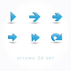 set of icons pointer arrows 3d vector illustration isolated on w