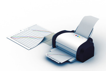 printer print graph on white background