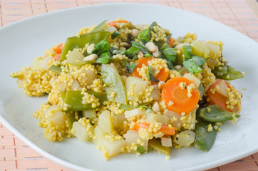Millet with assorted spring vegetables