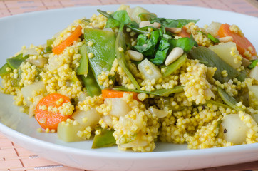 Millet with assorted spring vegetables