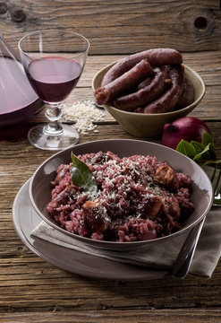 risotto with red wine and sausage