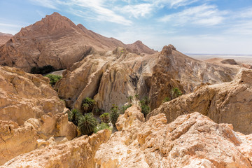 mountain oasis Chebika in Sahara desert, Tunisia