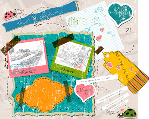 scrapbooking set with stamps and photo frames.