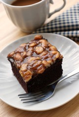 cake on white dish with coffee