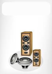Audio Speaker and Computer Speaker with A White Banner
