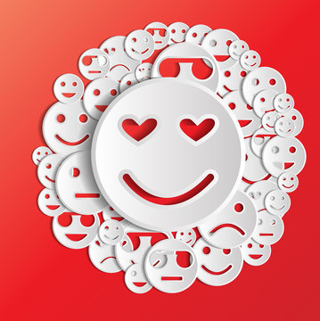 Background with emoticons. Vector illustration.