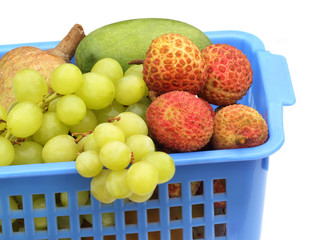 Fresh fruits on a plastic basket