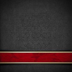 Luxury Floral Gray and Red Velvet Background - obrazy, fototapety, plakaty