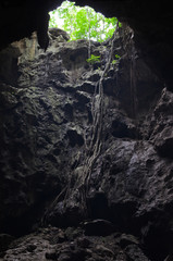 Dark entrance to natural caves