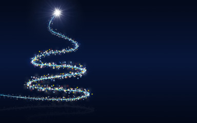 blue background with Christmas tree