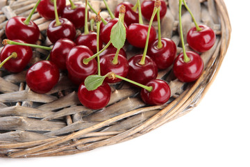 Ripe cherry isolated on white