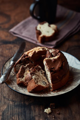 Homemade marble cake on a plate