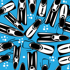 seamless flippers on blue background