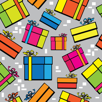 seamless pattern multicolor gift box