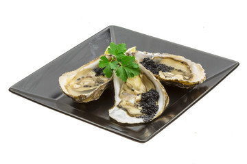 Oysters with black cavair