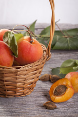 apricot in wicker basket