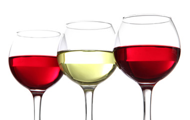 Glasses of wine isolated on white