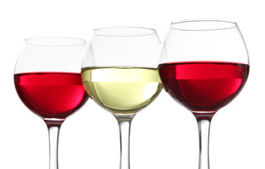 Glasses of wine isolated on white