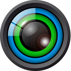 Objektiv mit blauem und grünem Ring