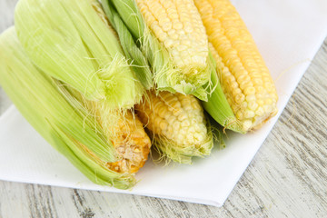 Fresh corn vegetable on wooden table