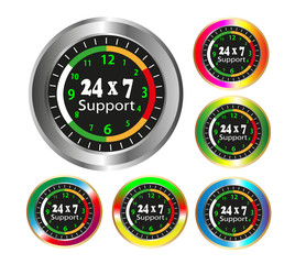 Collection 24x7 support global colorful clocks