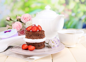 Chocolate cake with strawberry