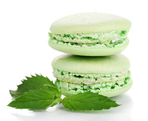 Gentle macaroons isolated on white