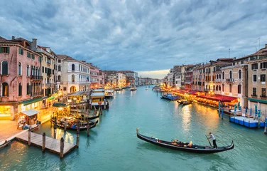 Poster Grand Canal view at night, Venice © Mapics