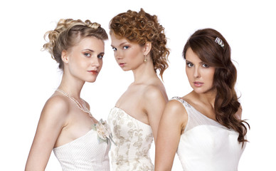 Beautiful three girls in the image of the bride