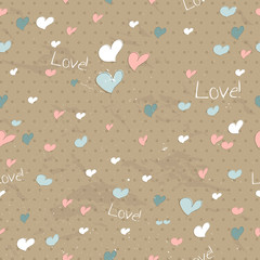 Vintage seamless texture with hearts.