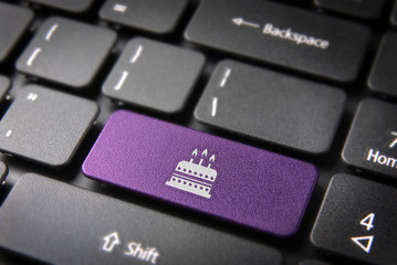 Pink Birthday cake keyboard key, Entertainment background