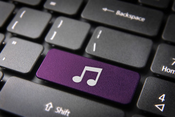 Purple Music note keyboard key, Entertainment background - 54249814