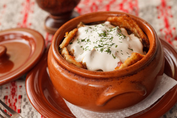 potato pancakes in the pot (national belorussian food)