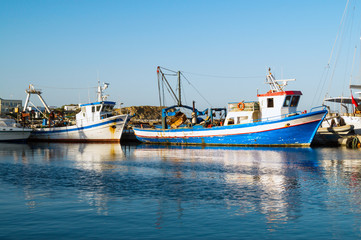 Traditional fishing boat on Mykonos island  Greece