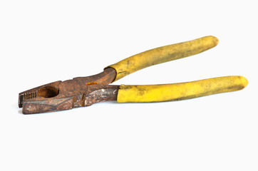 old Pliers  on white background