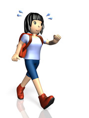 Young girl is enjoying hiking.