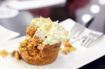 chocolate cake in white plate