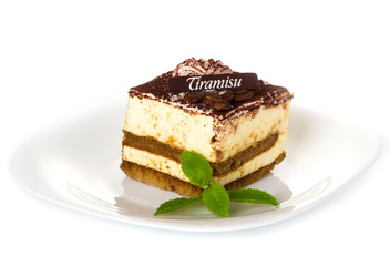 Delicious tiramisu dessert with cacao powder on top