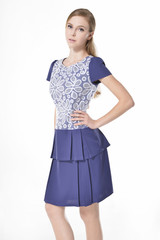 A photo of beautiful girl is in fashion style, posing in studio