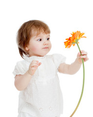 cute kid girl with flower
