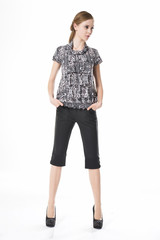 full-length portrait of fashion model posing in studio