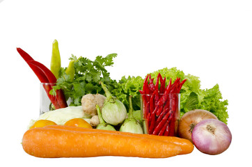 Fresh Mix vegetables on white isolate background