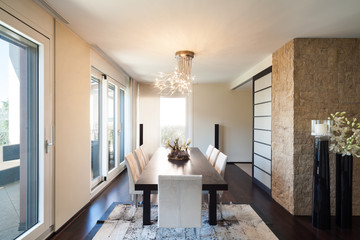 interior luxury apartment, beautiful dining room