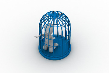 businessman in a 3d bird cage