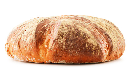 Large loaf of bread isolated on white