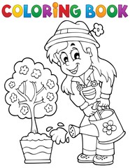 Coloring book gardener theme 1 - 54257442